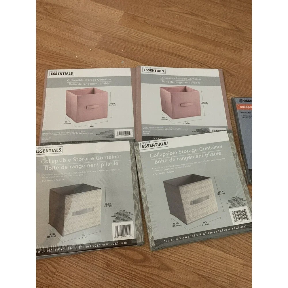 Lot of 5 Essentials Collapsible Storage Containers NEW